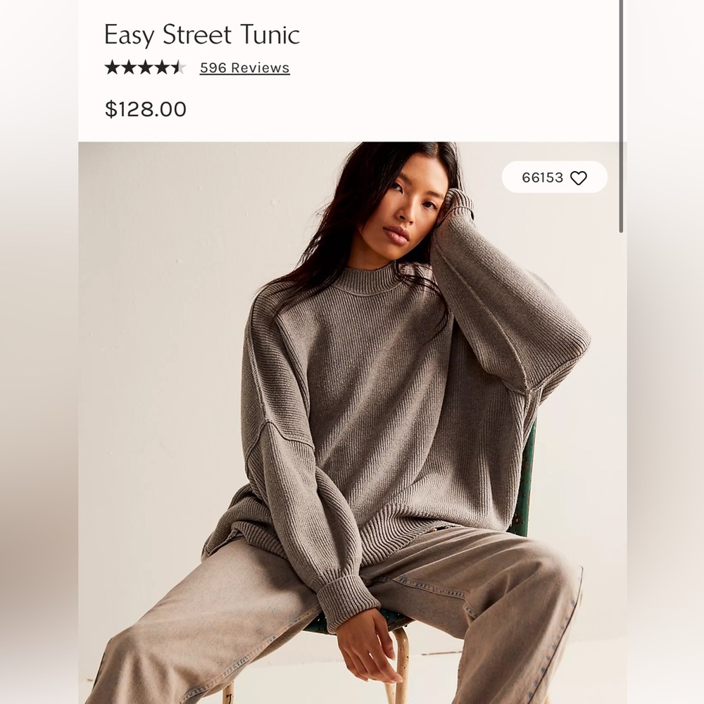 Free People easy street tunic / sweater in chocolate brown